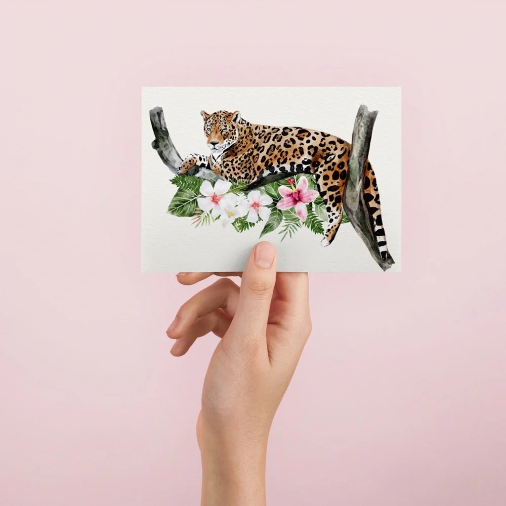 Jaguar Watercolor Illustration Wall Art Print Poster Unframed - Picture 8 of 10